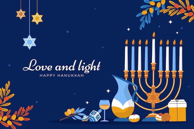 Free Vector flat background for jewish hanukkah holiday