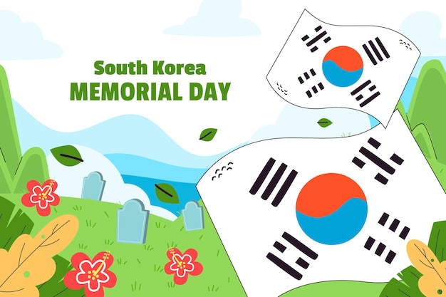 Flat background for korean memorial day commemoration