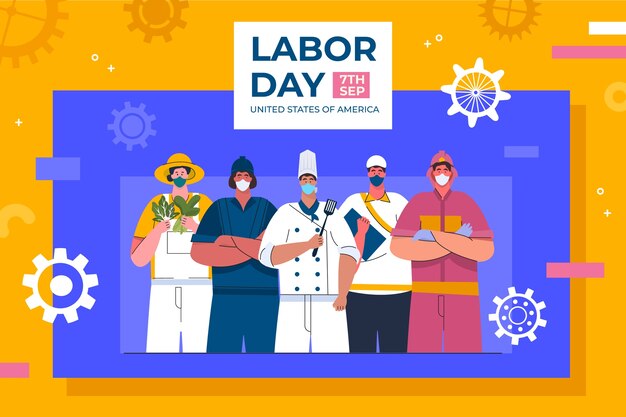 Flat background for labor day celebration