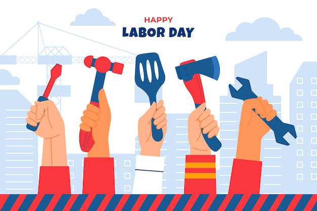 Flat background for labor day celebration