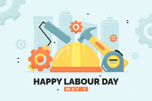 Flat background for labour day celebration