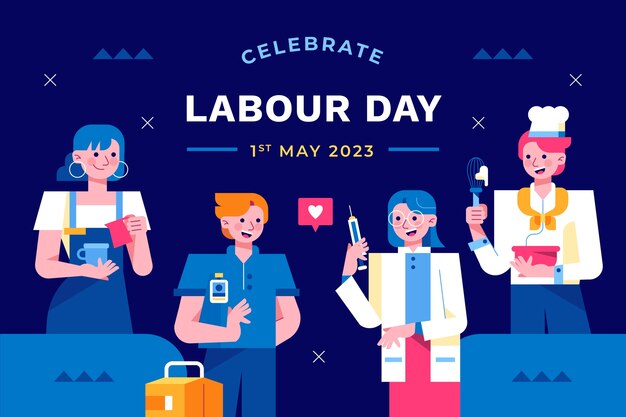 Flat background for labour day celebration