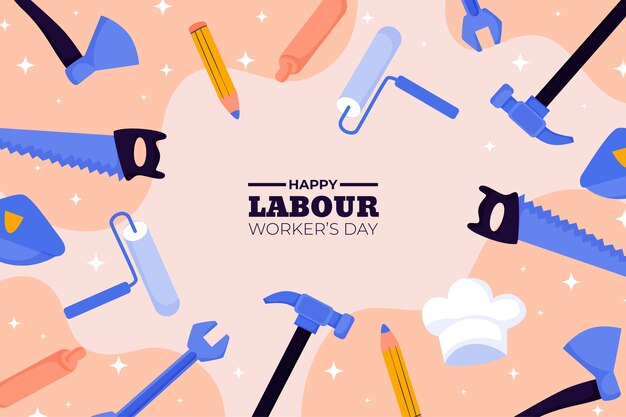 Flat background for labour day celebration