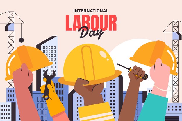 Flat background for labour day celebration