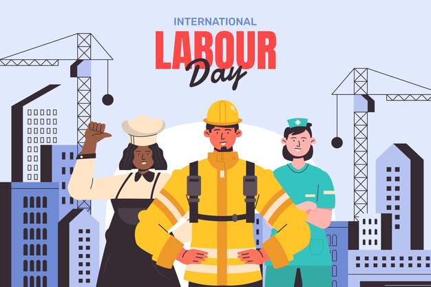 Flat background for labour day celebration