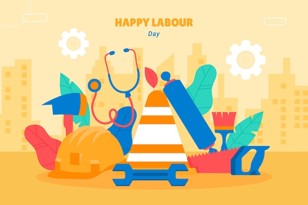 Free Vector flat background for labour day celebration