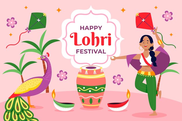 Flat background for lohri festival celebration