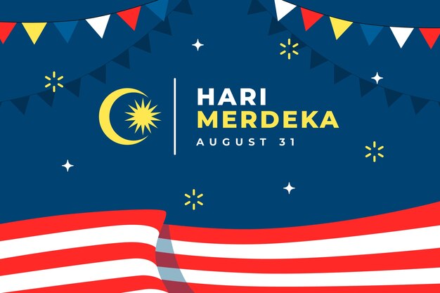 Flat background for malaysia independence day celebration