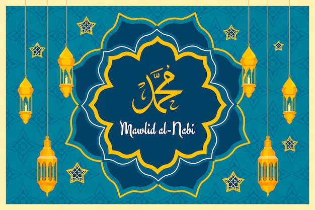 Flat background for mawlid al-nabi celebration