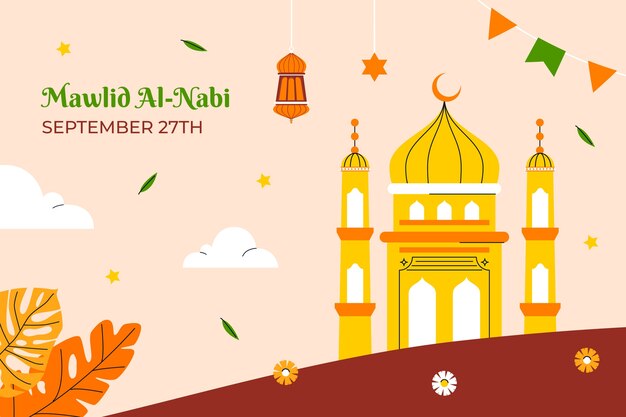 Flat background for mawlid al-nabi