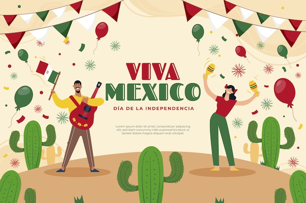 Flat background for mexico independance celebration