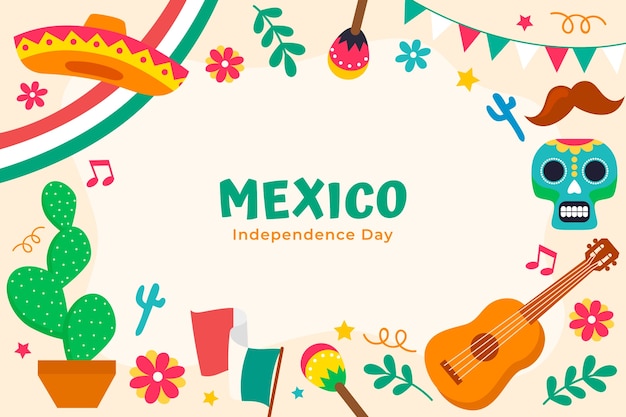 Flat background for mexico independance celebration