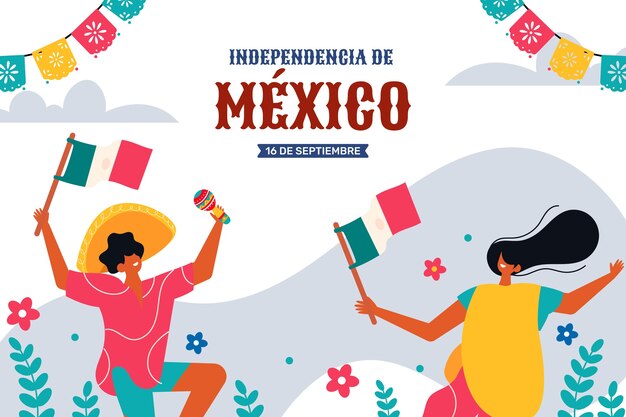 Flat background for mexico independance celebration