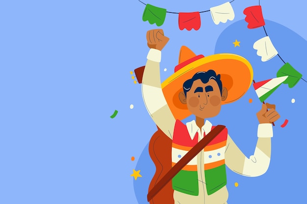 Flat background for mexico independance celebration