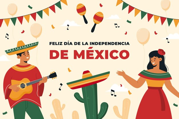 Flat background for mexico independence celebration