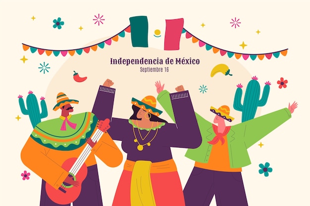 Free Vector flat background for mexico independence celebration