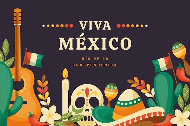 Free Vector flat background for mexico independence celebration