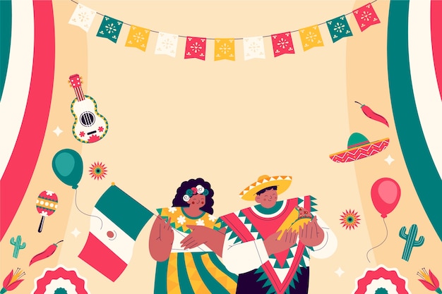 Free Vector flat background for mexico independence celebration