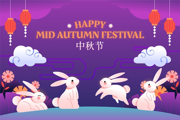 Flat background for mid-autumn festival celebration