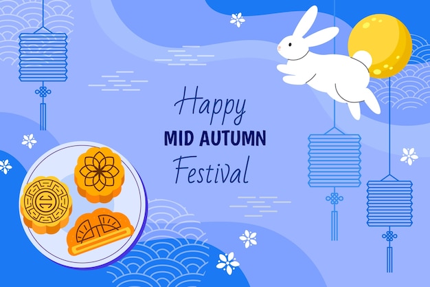 Flat background for mid-autumn festival celebration