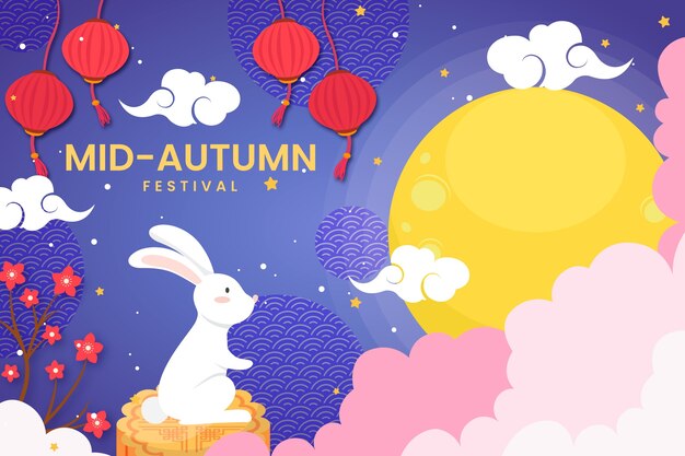 Flat background for mid-autumn festival celebration