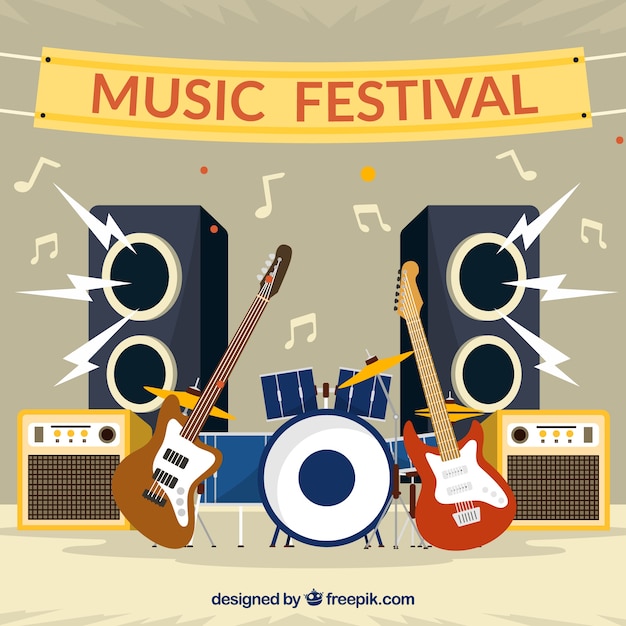 Free Vector flat background for a music festival