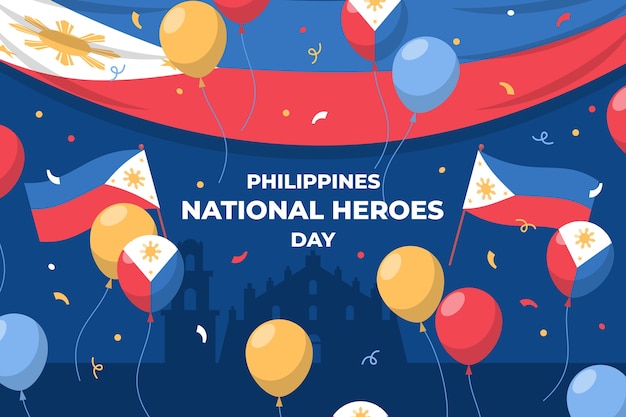 Free Vector flat background for national heroes day celebration