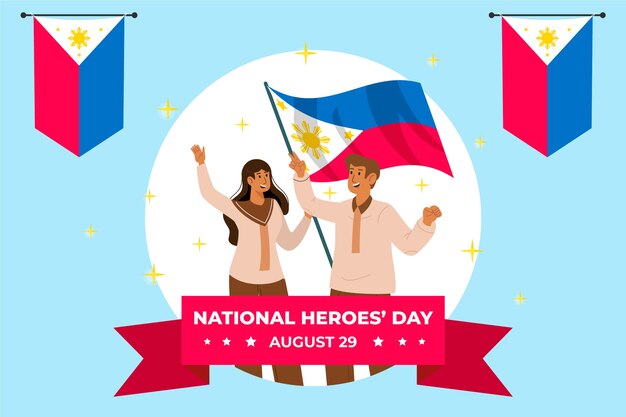 Flat background for national heroes day celebration