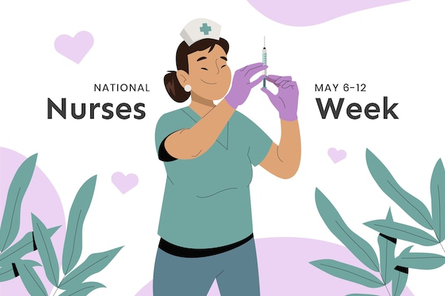 Flat background for national nurses week celebration