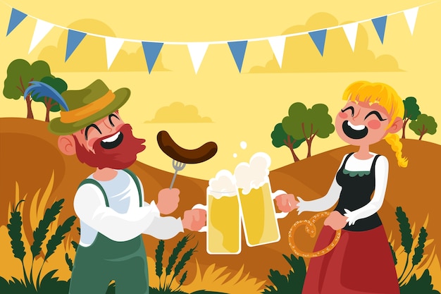 Free Vector flat background for oktoberfest beer festival celebration