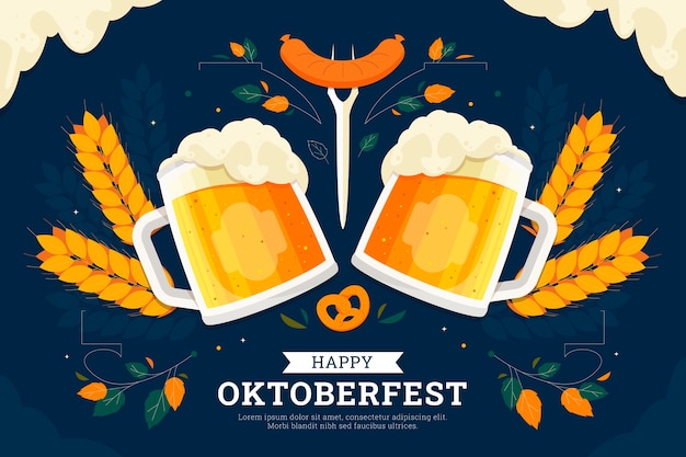 Flat background for oktoberfest beer festival celebration