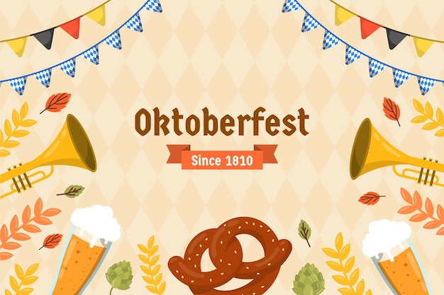 Flat background for oktoberfest celebration