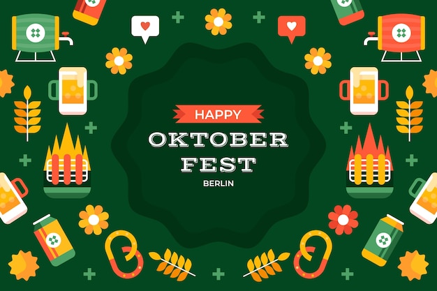 Flat background for oktoberfest celebration