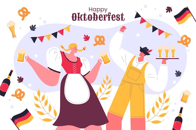 Flat background for oktoberfest celebration