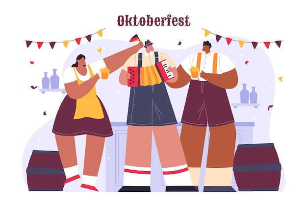 Free Vector flat background for oktoberfest celebration