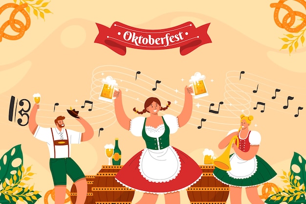 Flat background for oktoberfest celebration