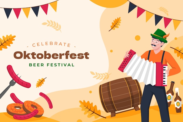 Flat background for oktoberfest celebration