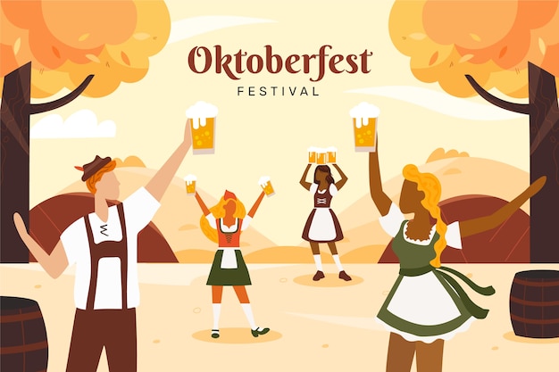 Flat background for oktoberfest celebration