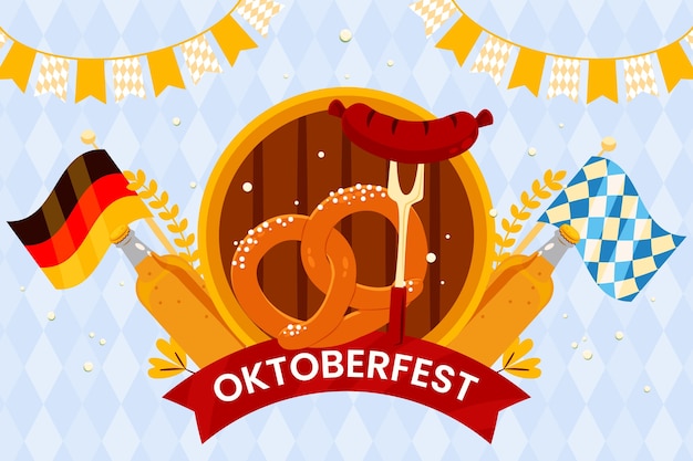 Flat background for oktoberfest festival