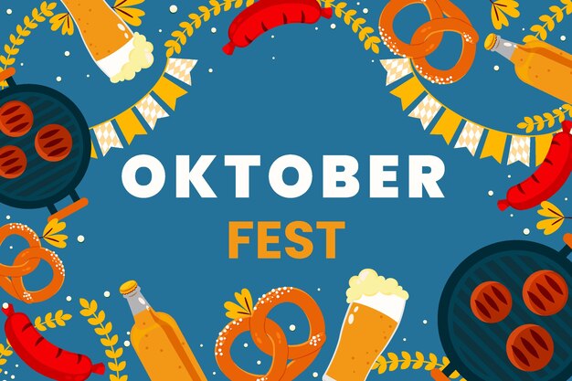 Flat background for oktoberfest festival