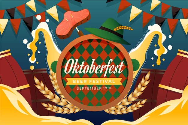 Flat background for oktoberfest festival