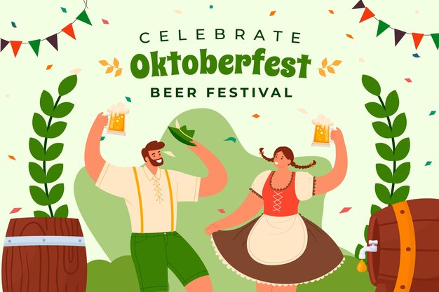 Flat background for oktoberfest festival