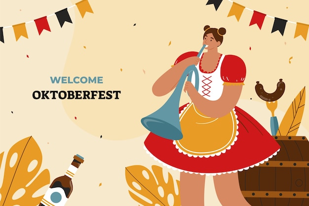 Free Vector flat background for oktoberfest festival