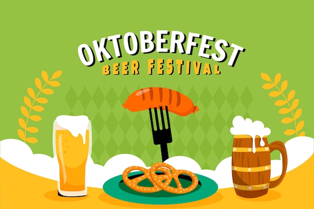 Flat background for oktoberfest festival