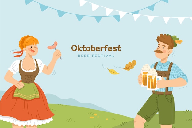 Flat background for oktoberfest festival