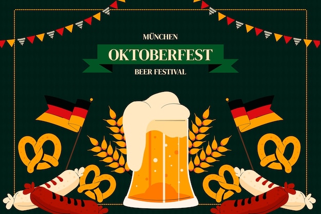 Flat background for oktoberfest festival