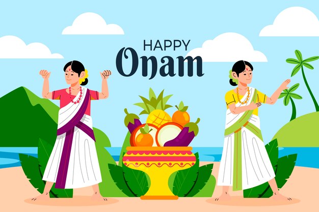 Flat background for onam celebration