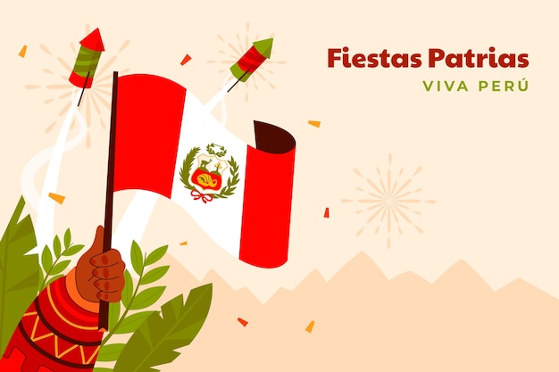 Free vector flat background for peruvian fiestas patrias celebrations