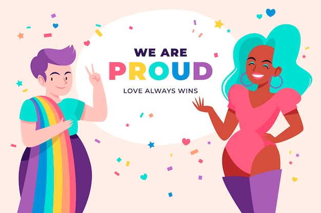 Flat background for pride month celebration