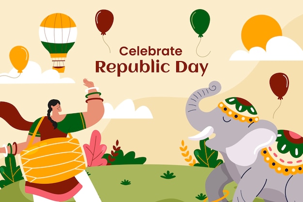 Free vector flat background for republic day celebration